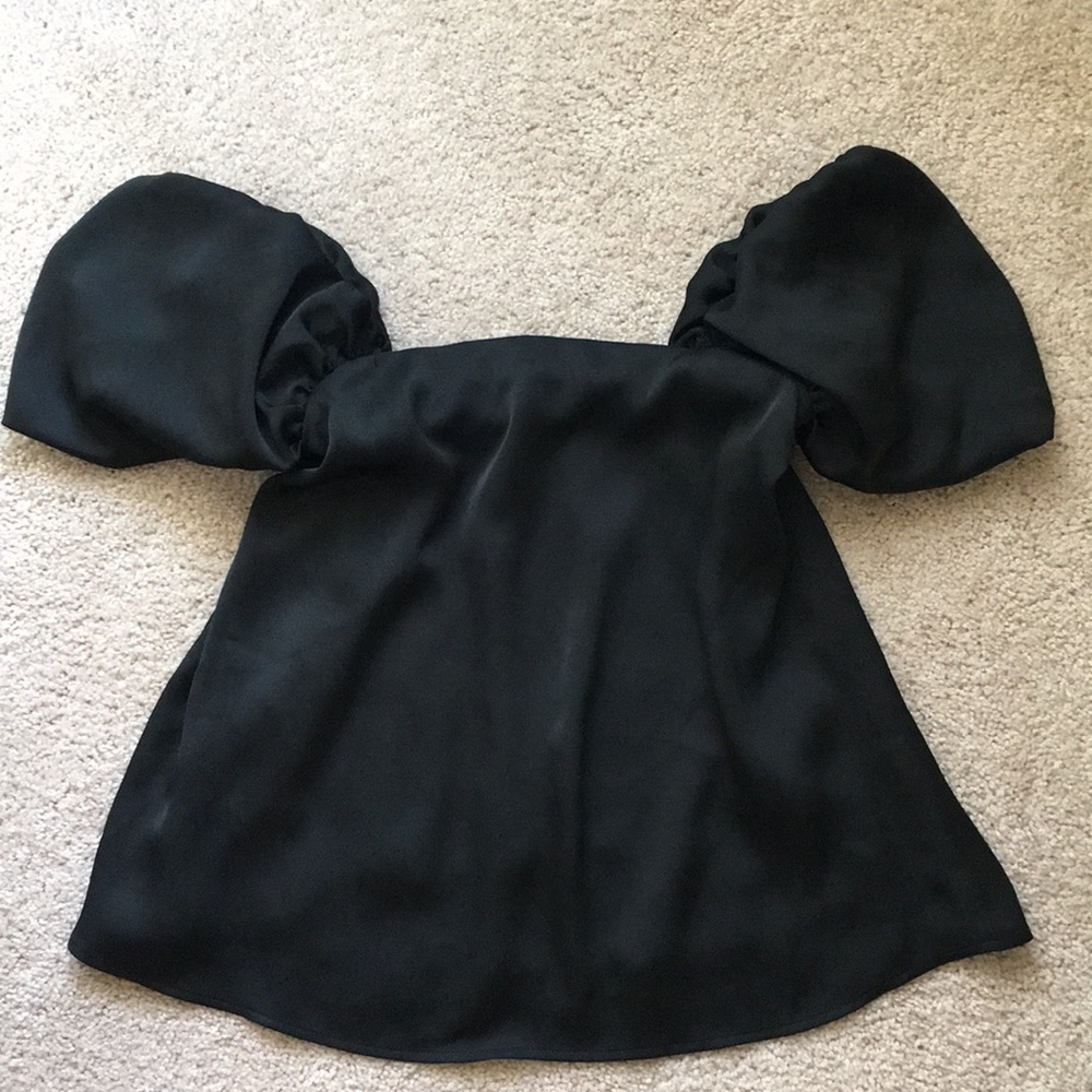 Club Monaco puff sleeves off shoulder top.